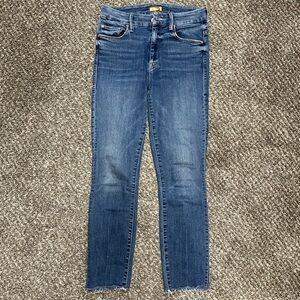 Mother High Waisted Looker Ankle Fray Jeans